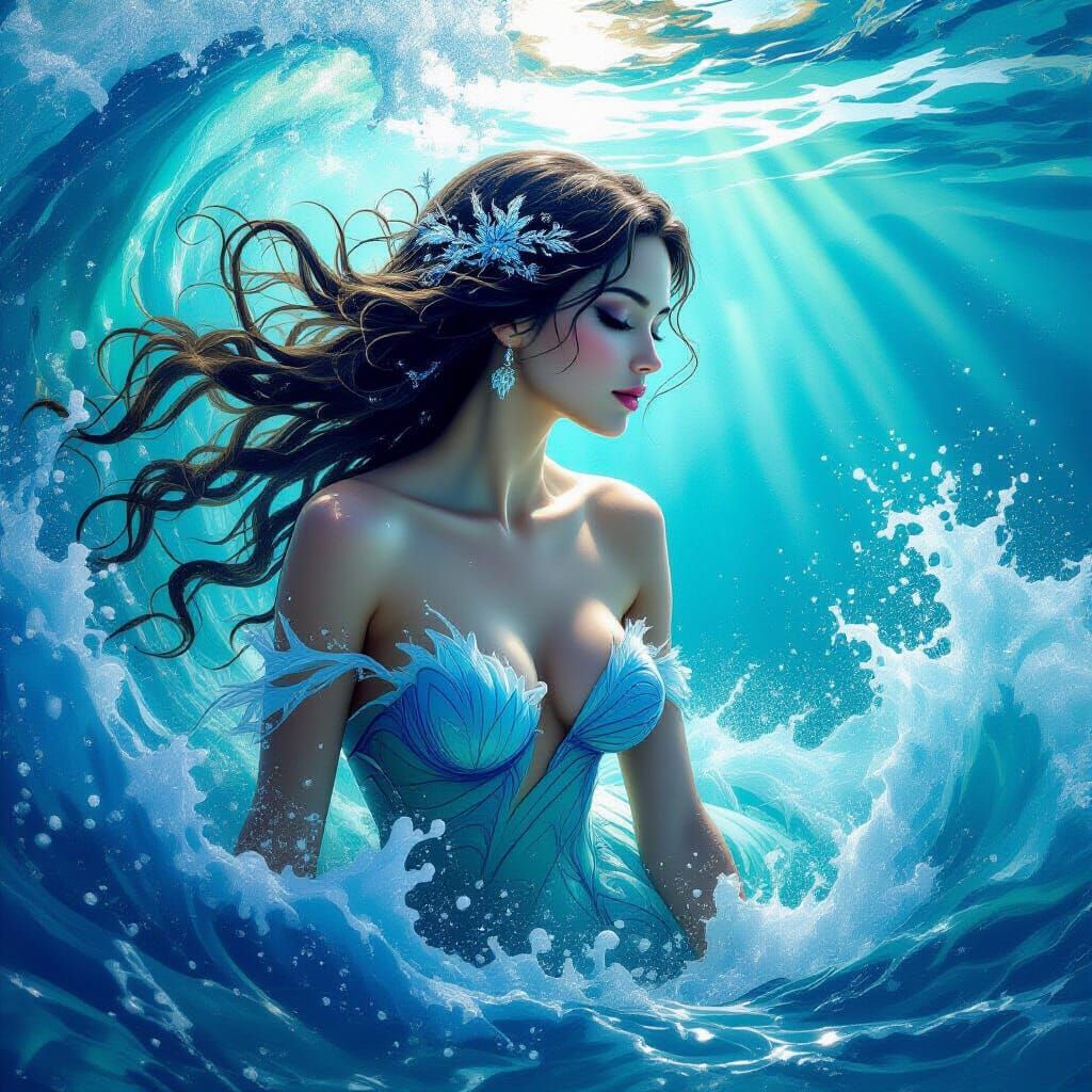 Mermaid Formed From Crashing Ocean Waves