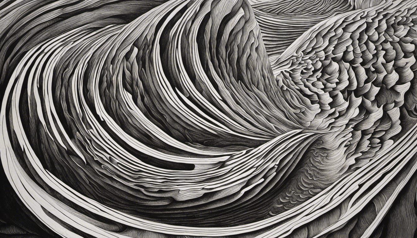 Escher-Style Optical Illusion in Black and White