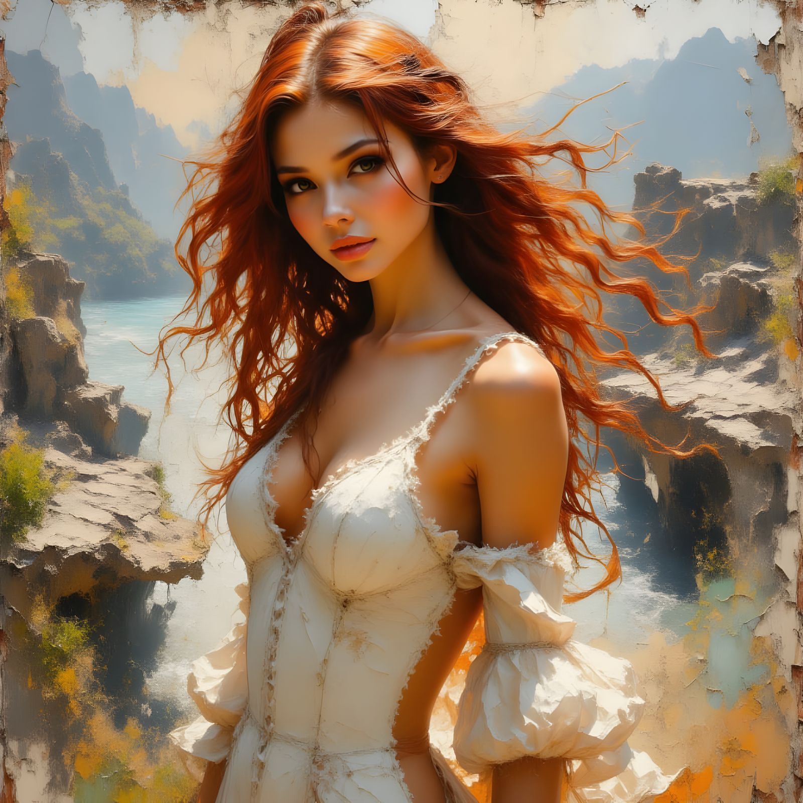 Elegant Redhead in Expressionist Impasto Style