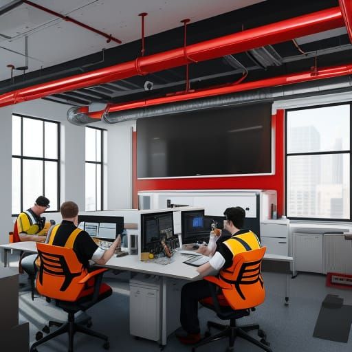 Modern Office Concept Art with Gas Equipment Designs