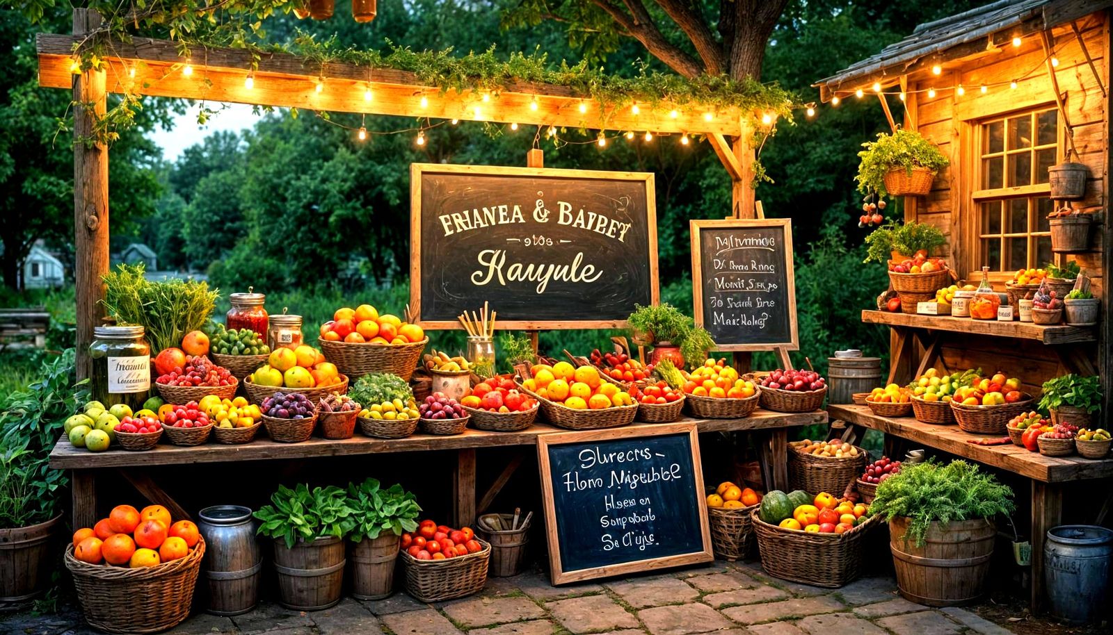 Charming Farmstand Scene in Hyperrealism Style