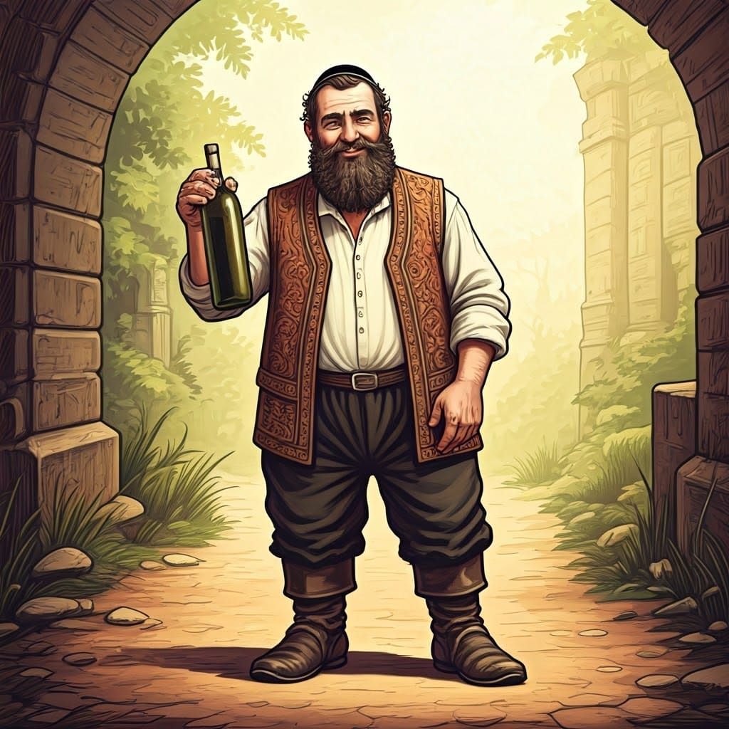 Rural Jew in Earthy Splendor, Holding Wine