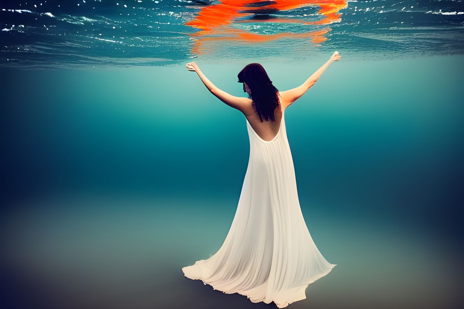 Ethereal Woman Swimming in Oil: Hyperdetailed Photograph