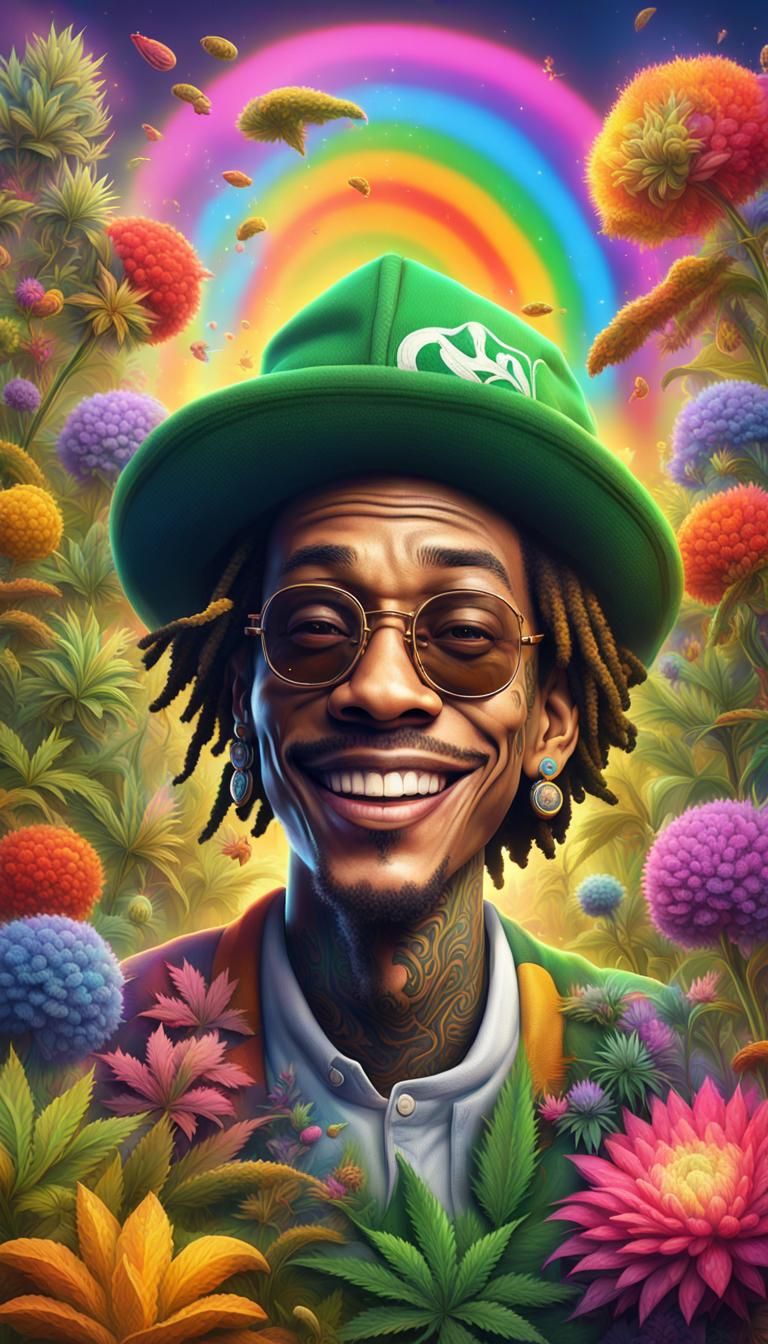 Colorful Marijuana Garden Portrait in Digital Painting Style