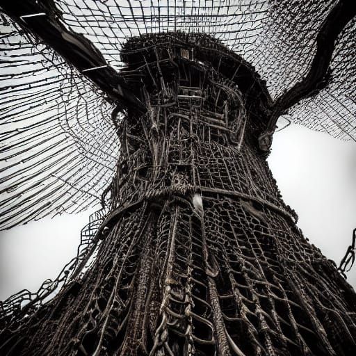 Dark Gritty Biomechanical Forest of Dead Trees and Driftwood