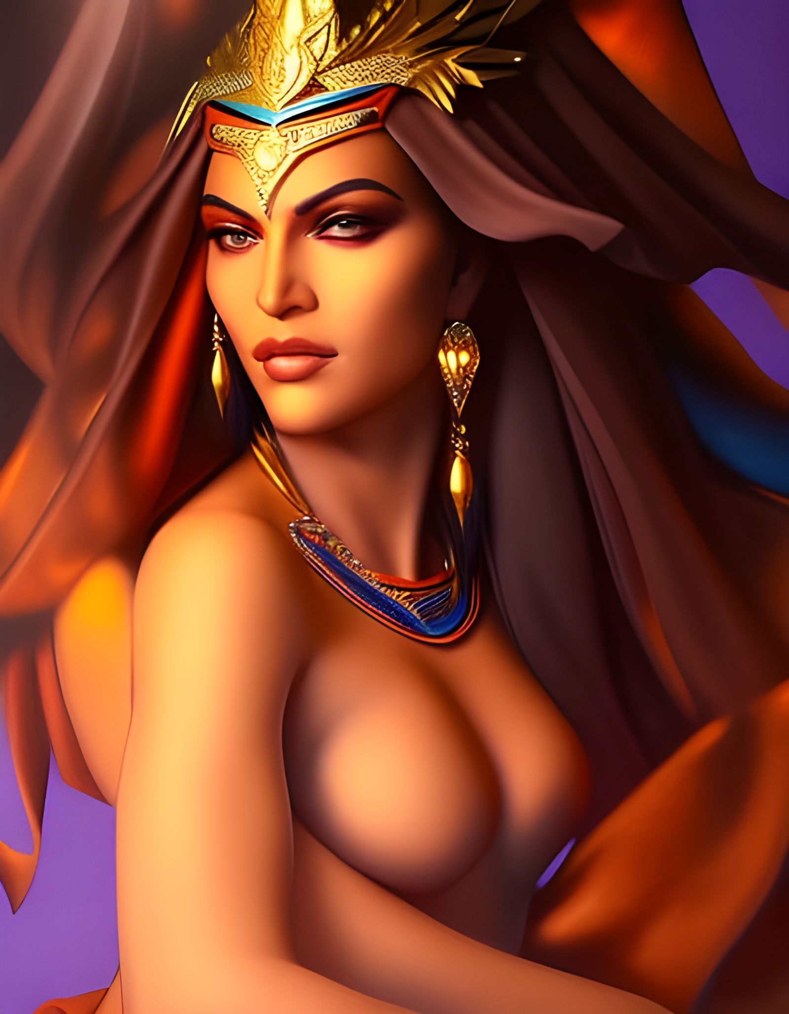 Aztec Enchantress in Fauvist Expressionist Portrait