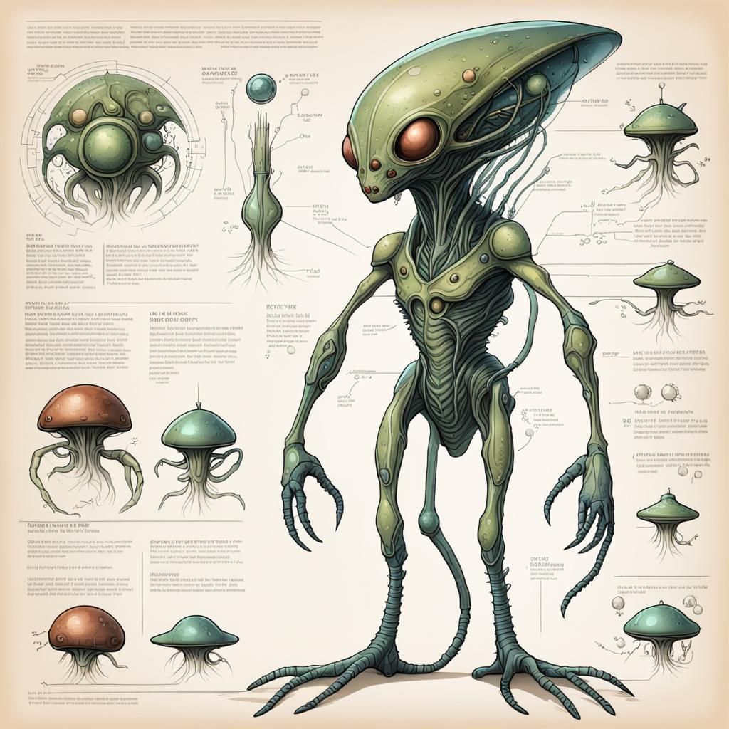 Detailed Illustration of a Fantastical Alien Lifeform