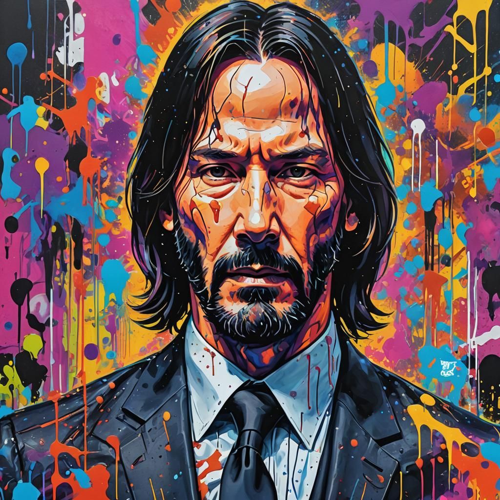 John Wick as Vibrant Pop Art Graffiti