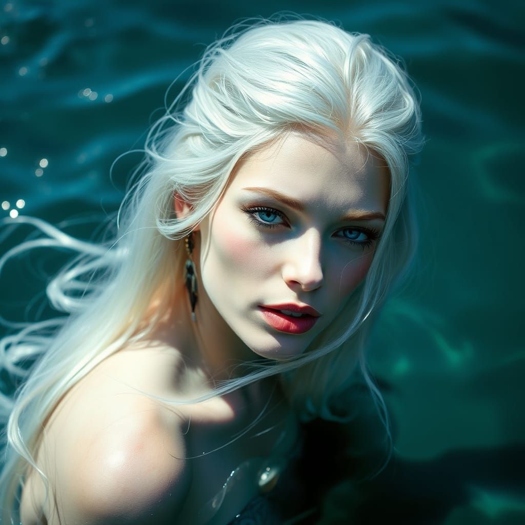 Mythical Siren-Witch Embrace with Demonic Creature