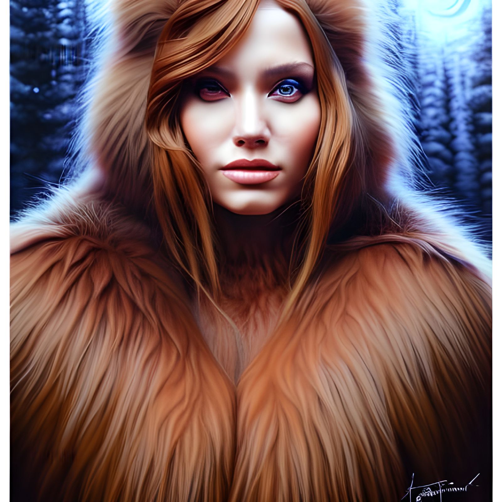 Gorgeous Woman in Wookiee Fur Suit: Hyperrealistic Portrait