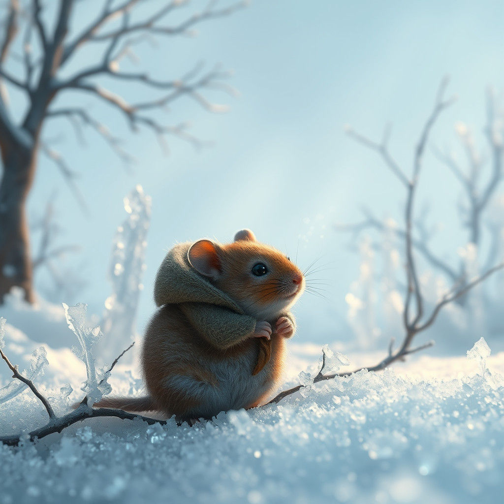 Mouse in Winter Landscape, Cinematic Lighting Style