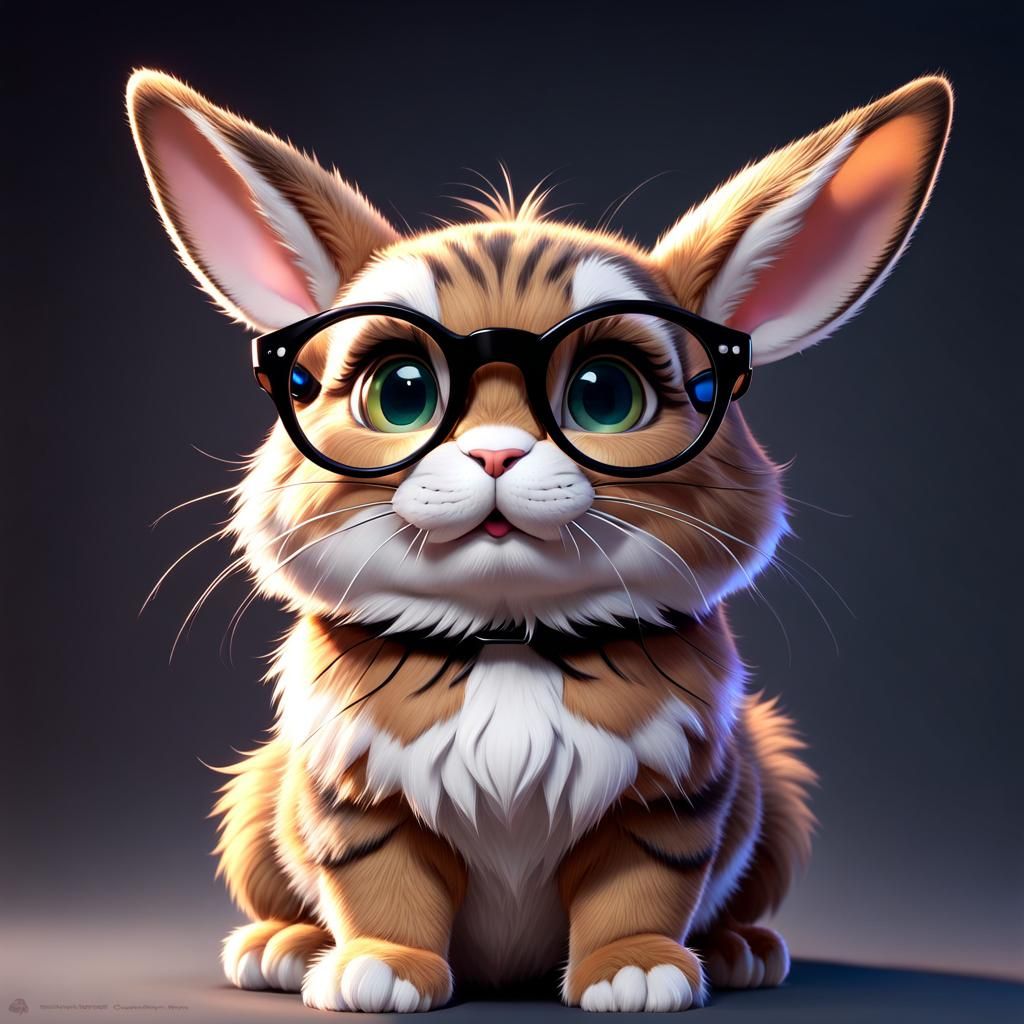 Bunny with Glasses: Digital Art by Studio Ghibli