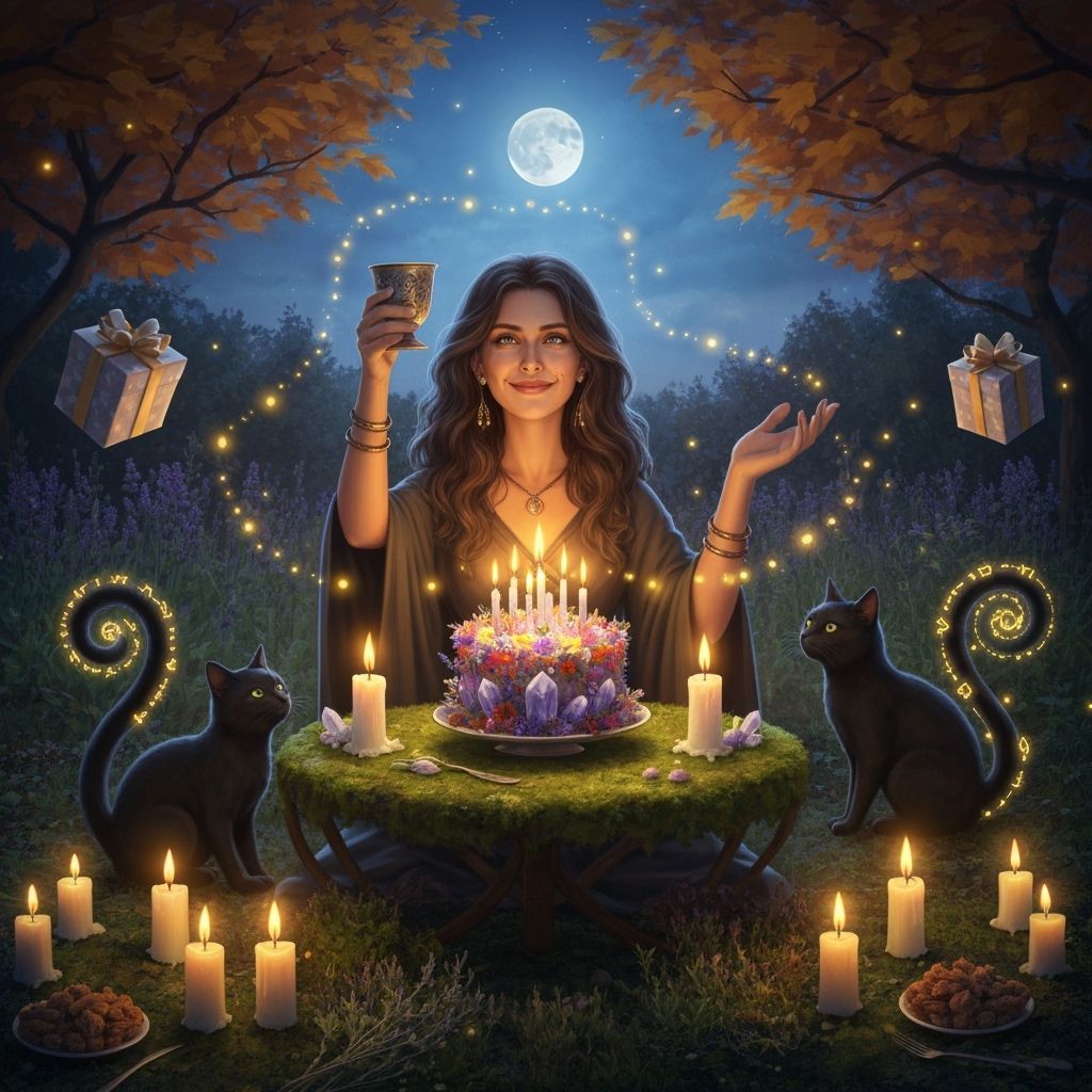 Mystical Witch Birthday Celebration in Enchanted Autumn Gard...