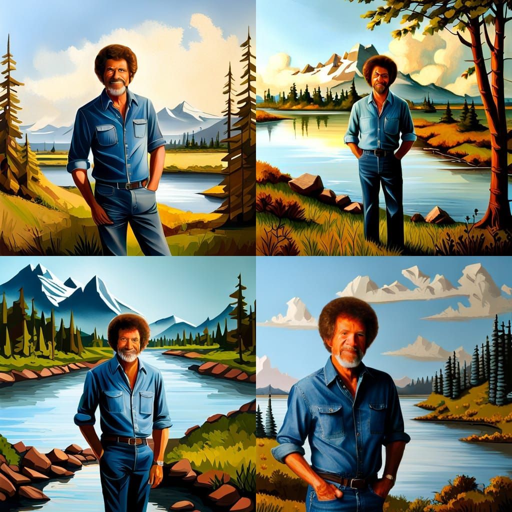 Man in Denim by Estuary: Detailed Landscape Painting