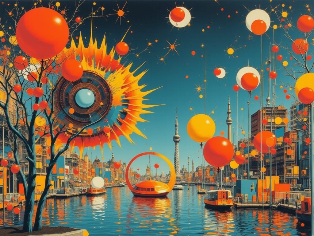 Retro-Futuristic Utopia: A Surreal Sci-Fi Vision