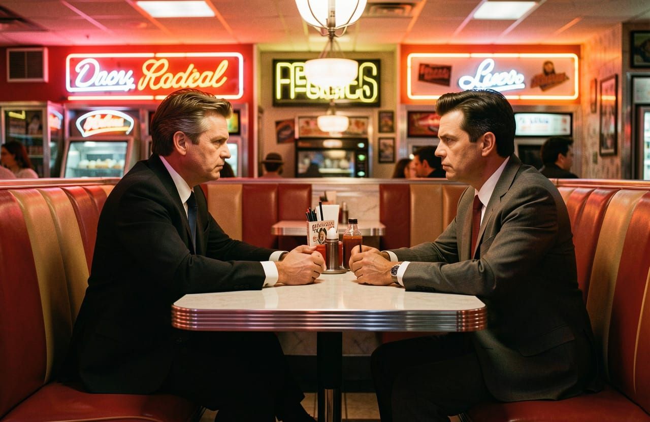 Tension in a Retro Diner: A Cinematic Scene