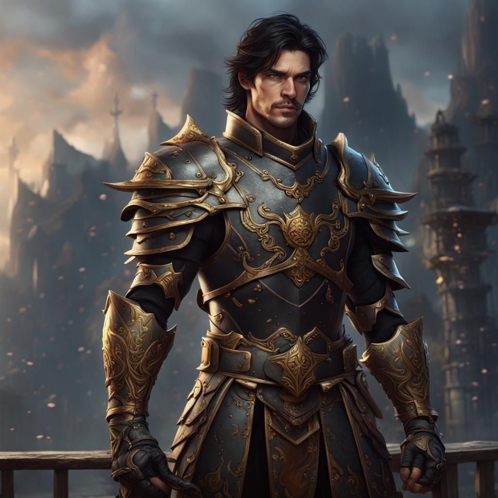 Detailed Portrait of a Black-Haired Paladin
