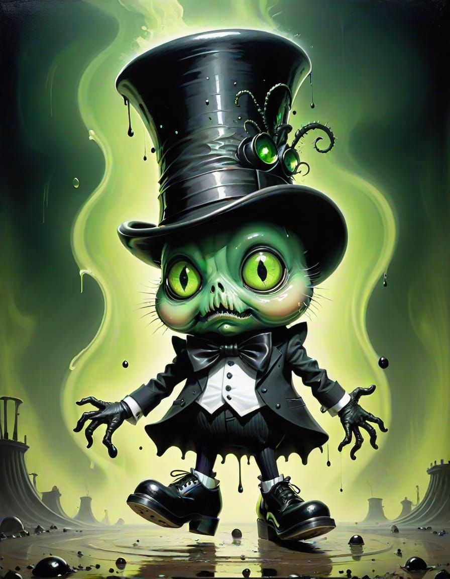 Surreal Chibi Blob Tap Dancer in Eerie Light