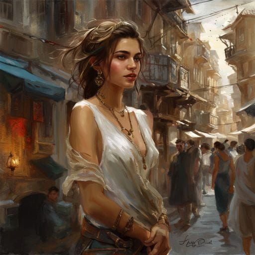 Beautiful Turkish Girl in Istanbul: Digital Masterpiece