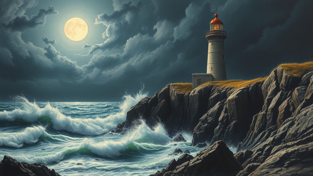 Dramatic Seascape Nocturne: El Farol Lighthouse