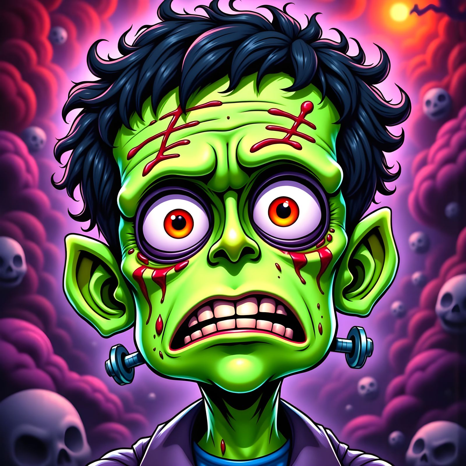 Whimsical Frankenstein Monster in Retro Comic Style