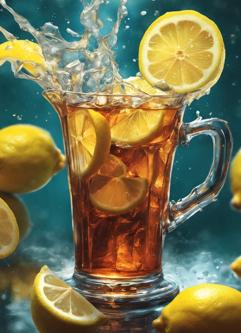 Lemon Iced Tea in Glass Pitcher