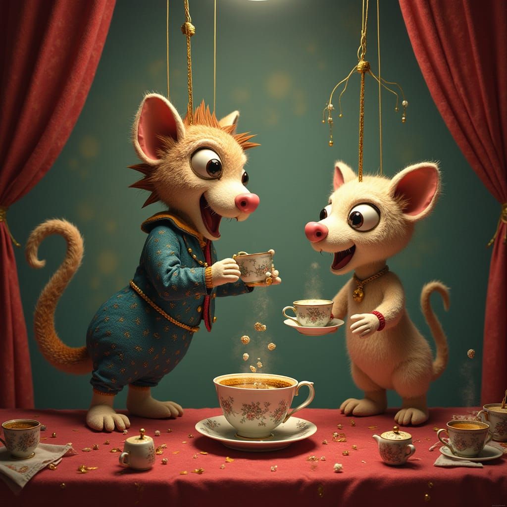 Whimsical Quantum Singularity Tea Party in a Fantastical Pup...