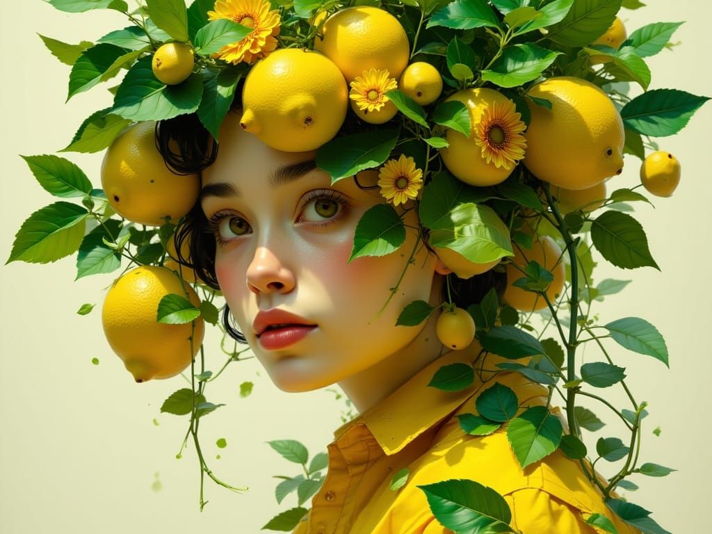 Lemon Tree Woman Portrait in Concept Art Style