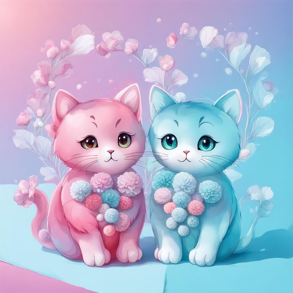 Captivating Crystal Cat Carousel in Cutecore Style