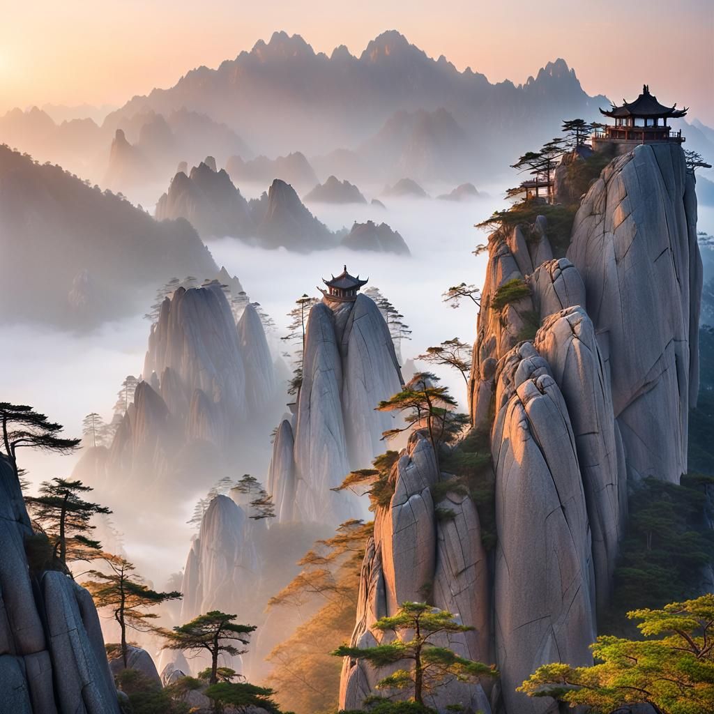 Huangshan Sunrise: Granite Peaks and Ancient Pines