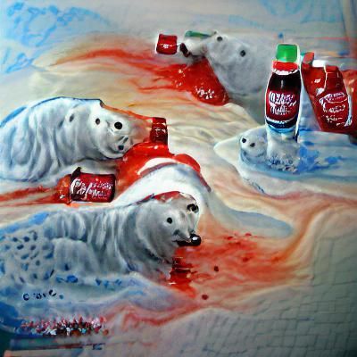 Bloody Polar Bears Celebrate Christmas: A Detailed Painting