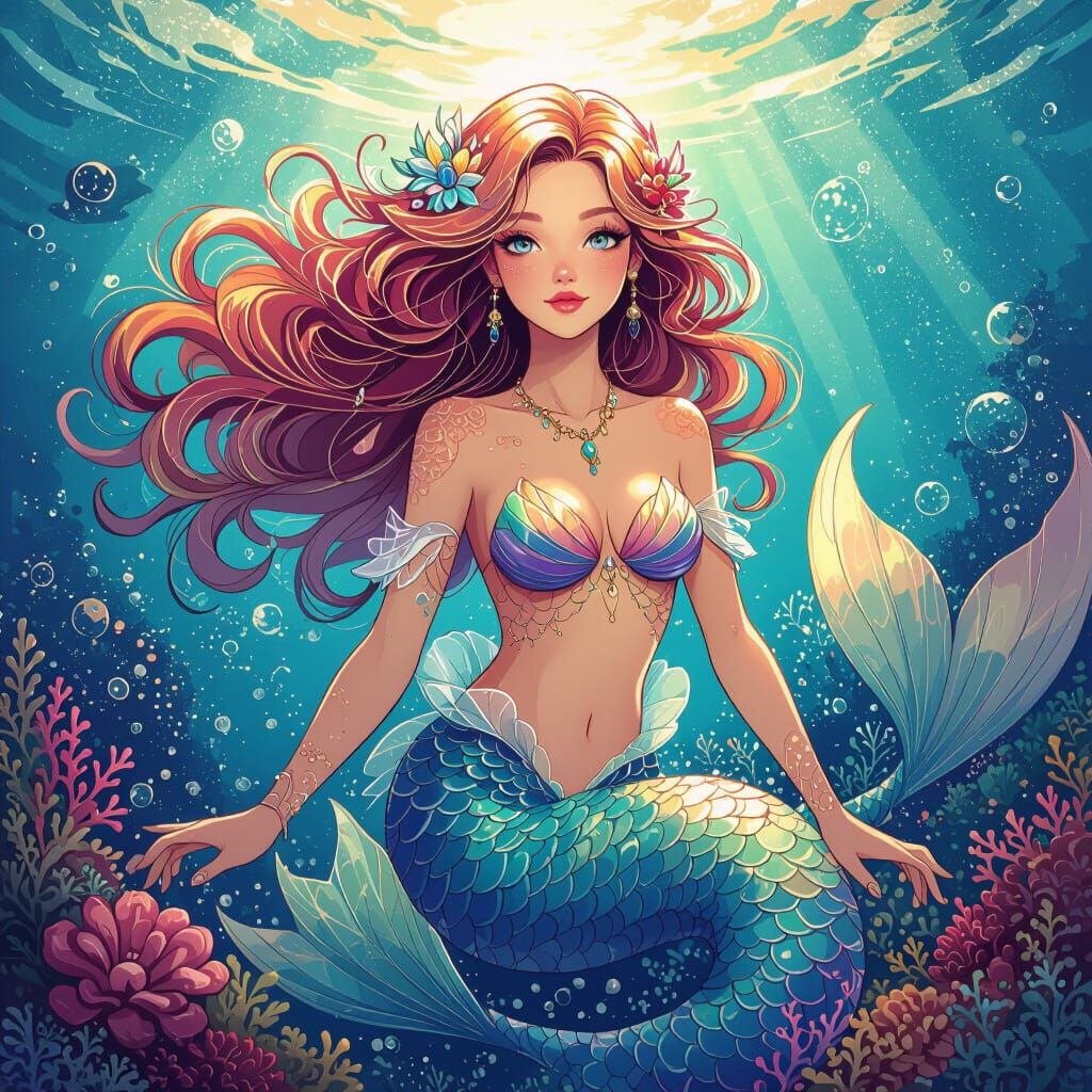 Enchanting Mermaid in Contemporary Illustration Style