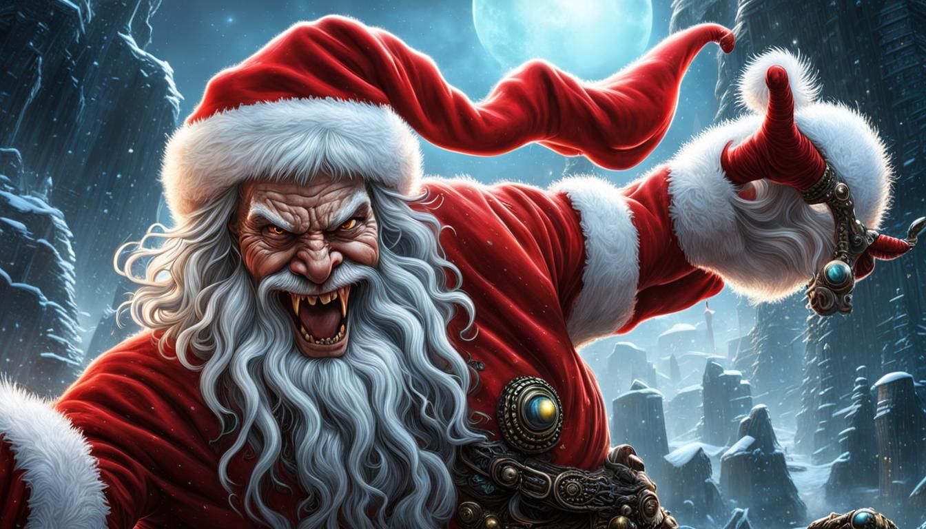 Scary Santa Claus with Claws in Horror Style