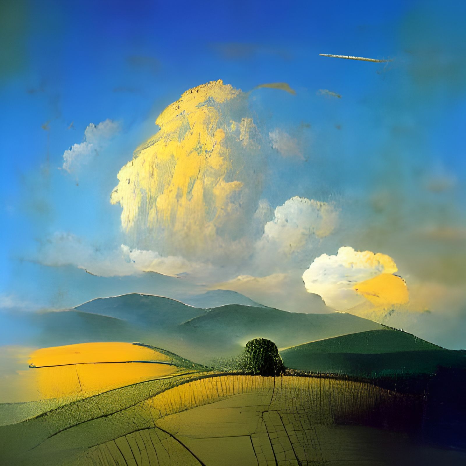 Romantic Mountain Landscape with Thunderhead Cloud