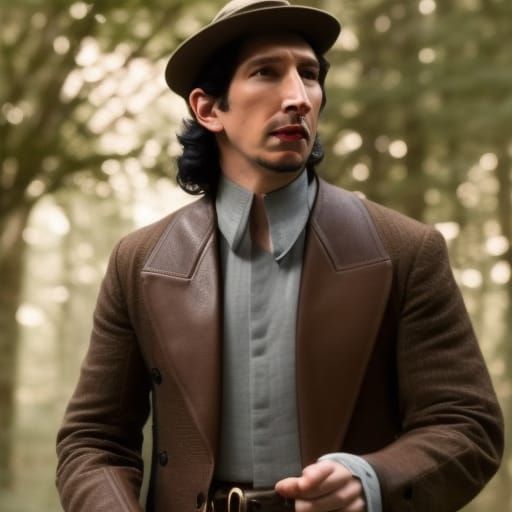 Adam Driver as Halfling in Detailed Forest Scene