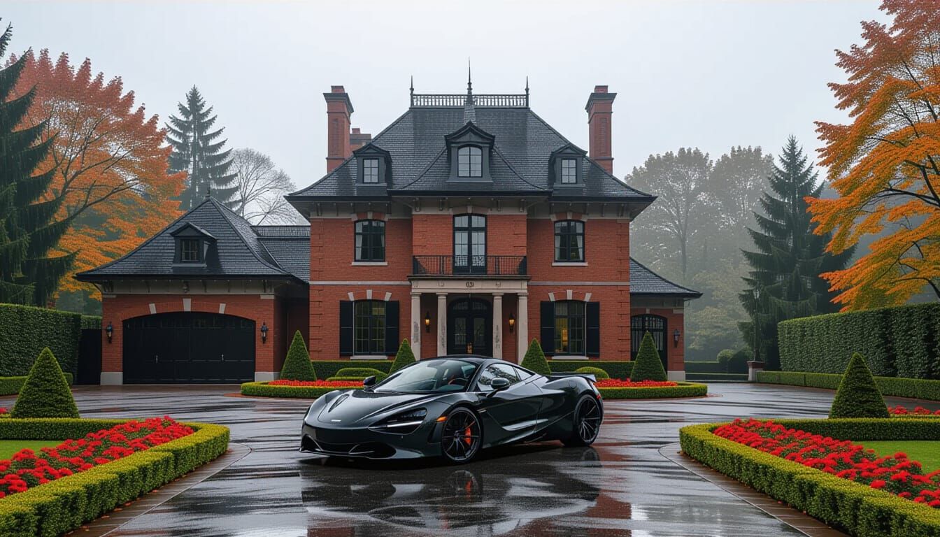 Victorian Chateau with McLaren in Misty Autumn
