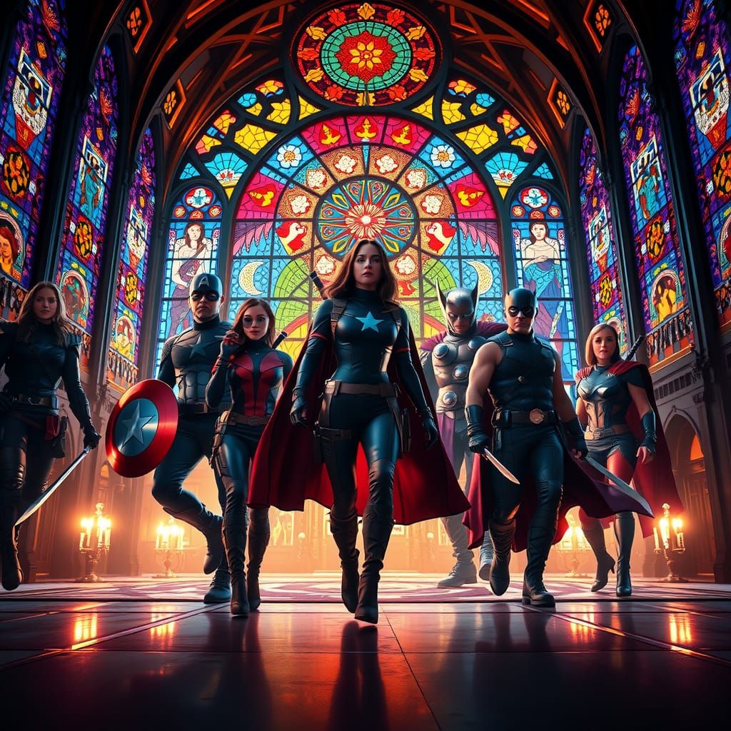 Avengers Assemble in Stained Glass Castle