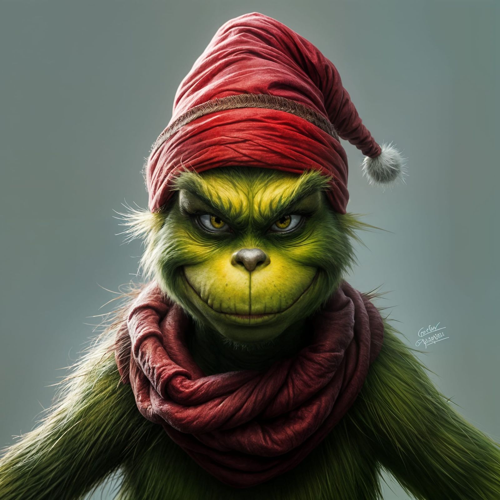 Realistic Portrait of the Grinch with a Heart of Stone