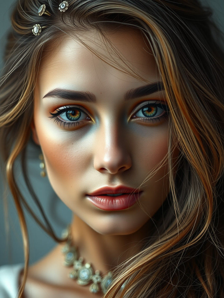 Hyperrealistic Portrait of a Young Latina Woman