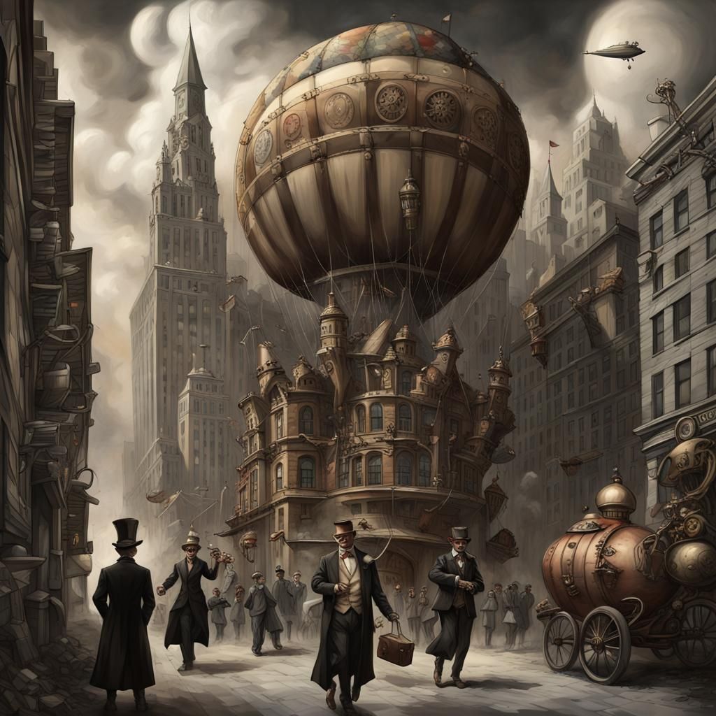 Gothic Steampunk City with Jester Statue in Unreal Engine