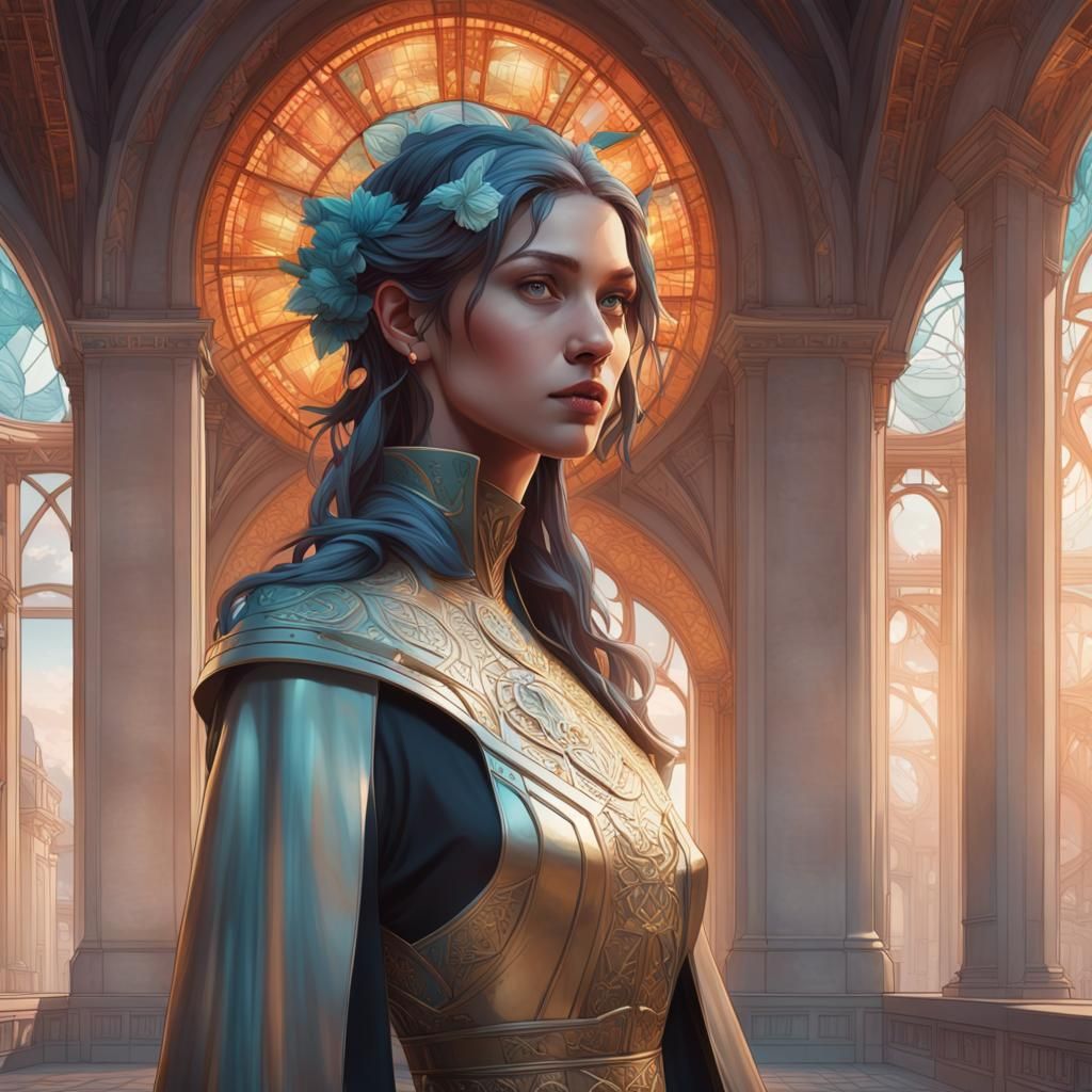 Woman in Ephemeral Architecture Style Portrait