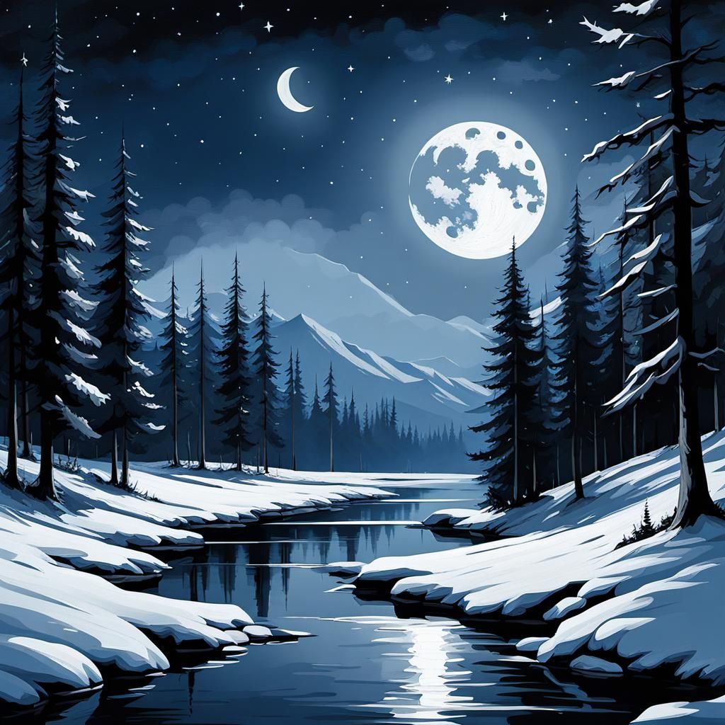 Romantic Couple on Moonlit Beach as Speed Painting