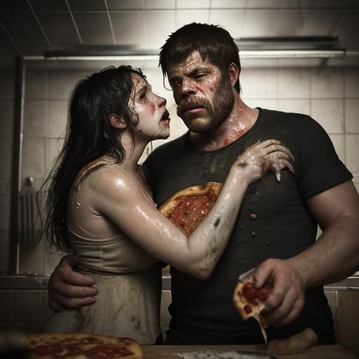 Gritty Staredown in Pizza Kitchen, Goya Style