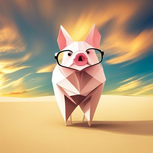 Origami Pig Papercraft in 8K Resolution
