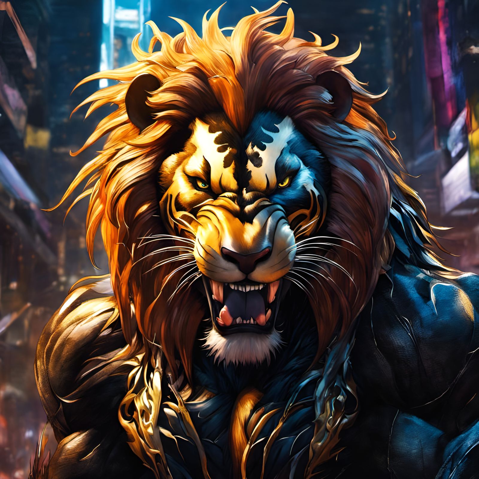 Venom as Simba Portrait, Illustrative Digital Art