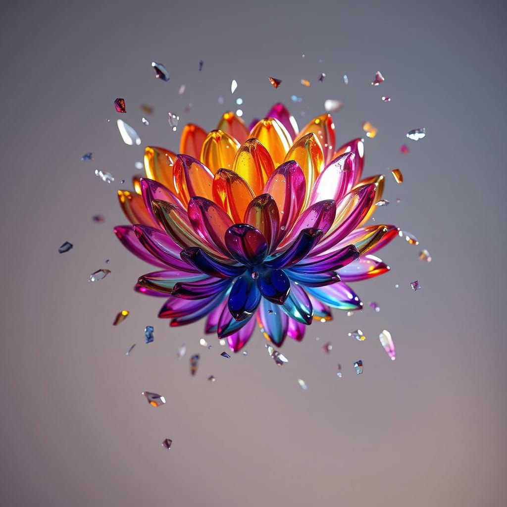 Glass Chrysanthemum in Vibrant Explosion
