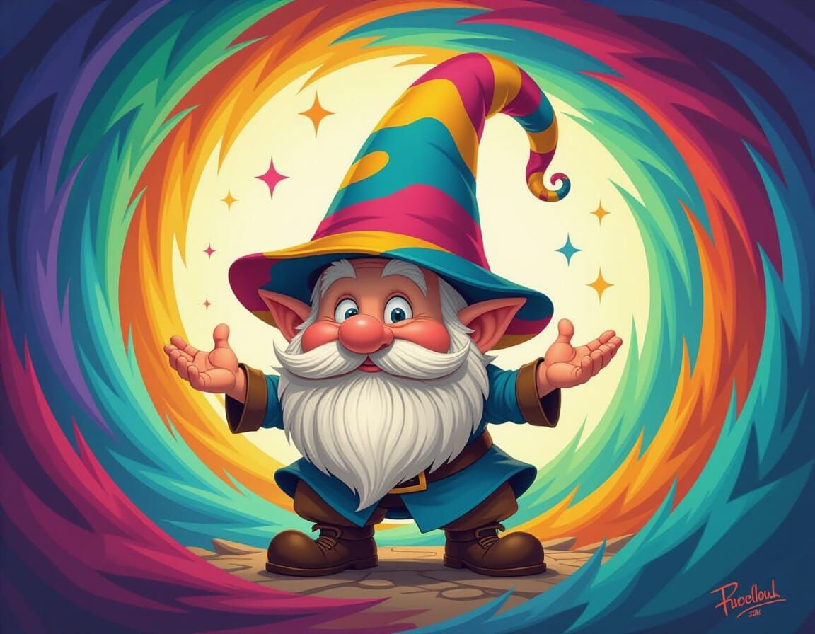 Enchanted Gnome in Mignola Comic Style