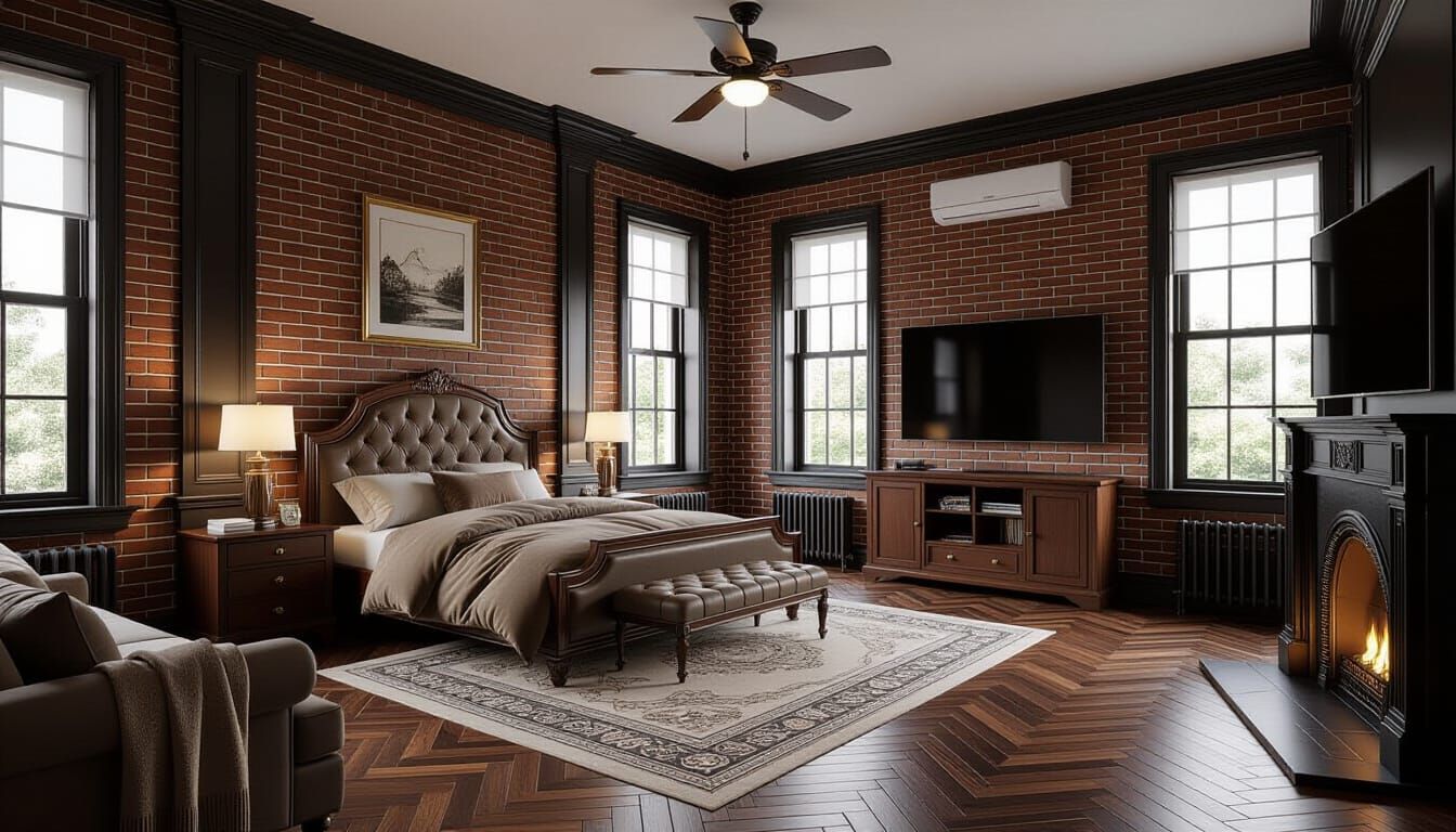 Luxurious Victorian Bedroom in Deep Black