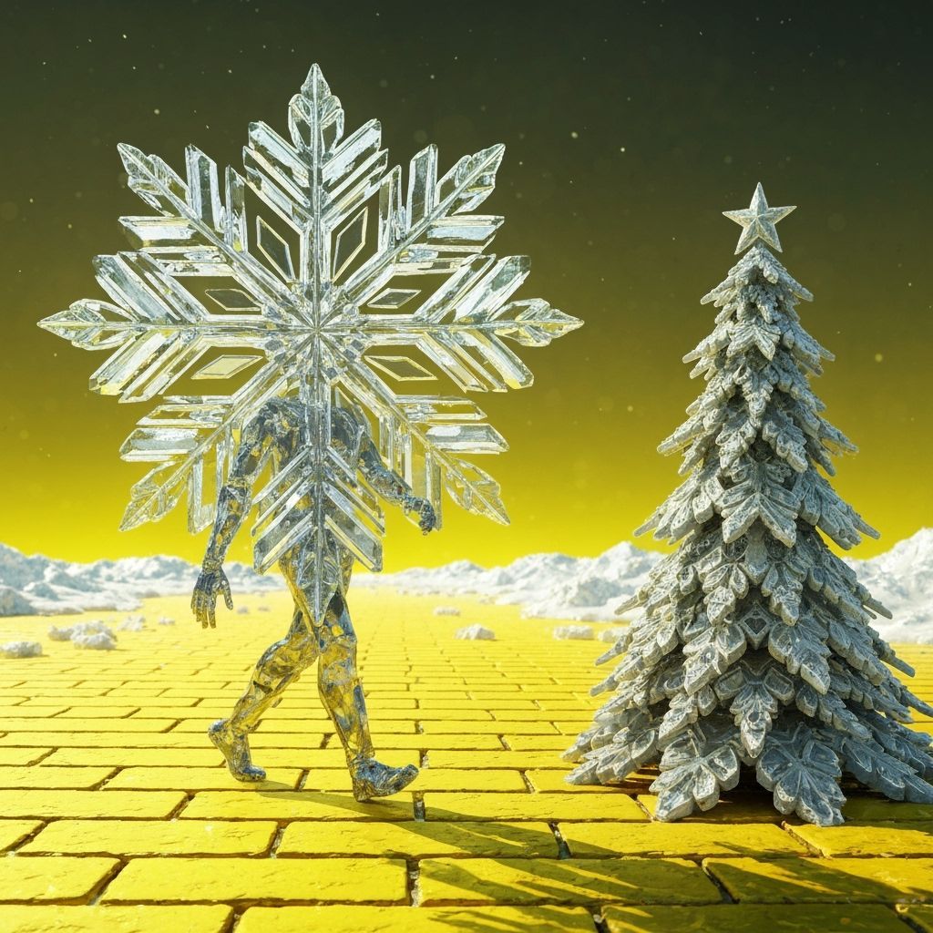 Anthropomorphic Snowflake on Yellow Brick Road