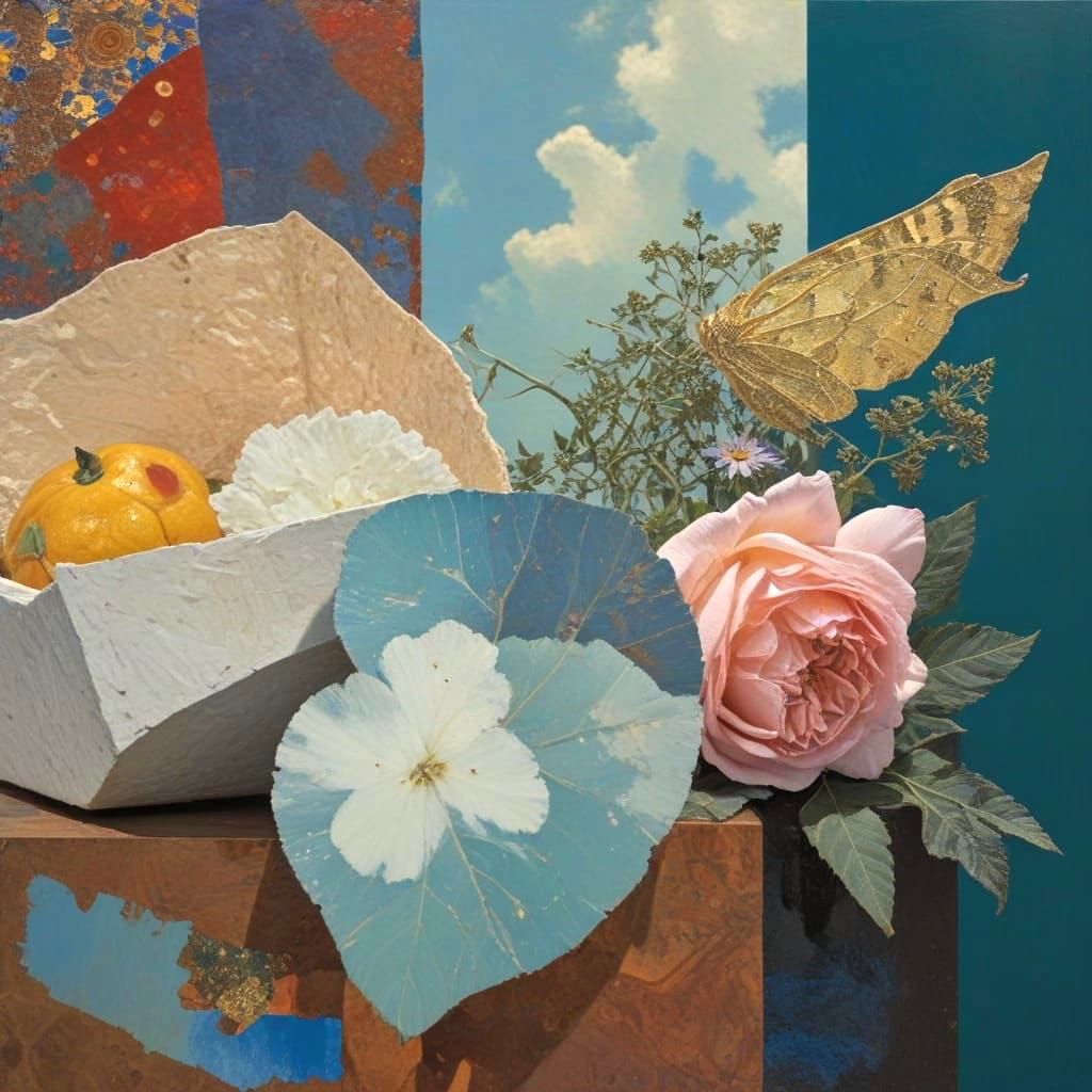 Ethereal Still Life in Dreamlike Landscape